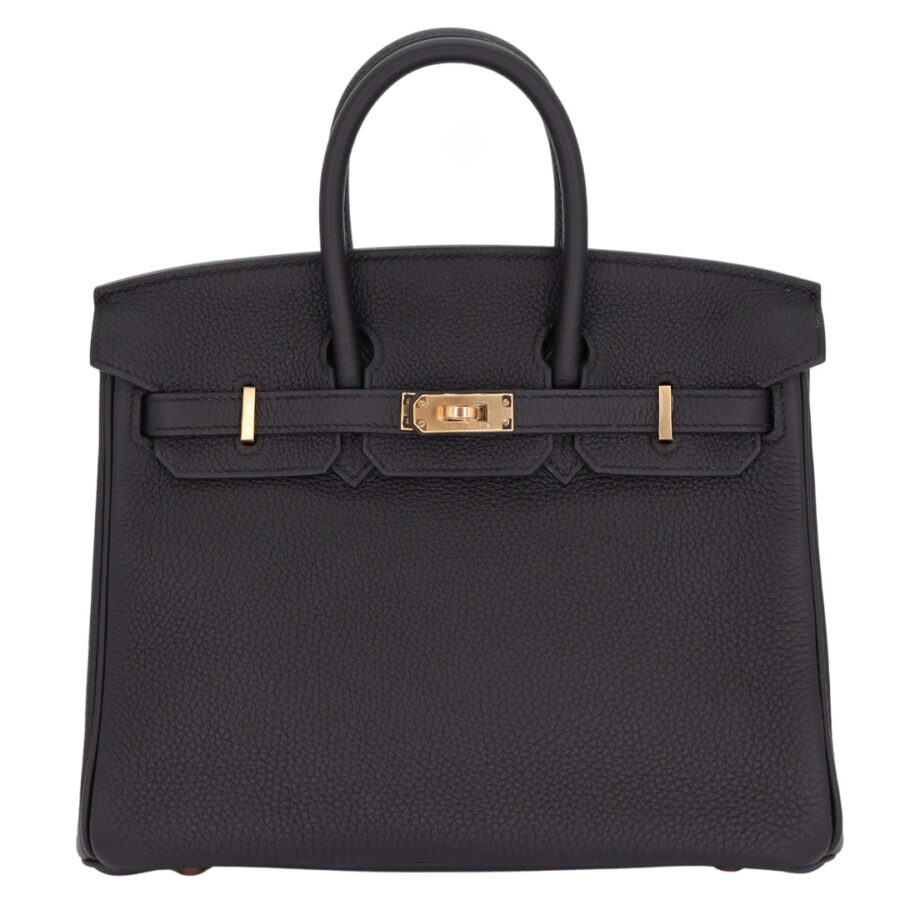 Hermes25cm Birkin Black Togo Leather Rose Gold Hardware | Studio Nafay