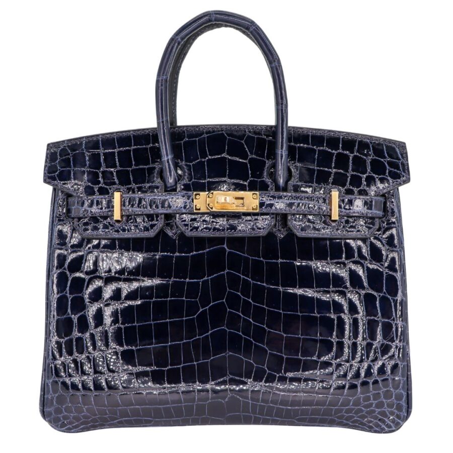 Hermes25cm Birkin Bleu Baltique Shiny Niloticus Gold Hardware | Studio Nafay