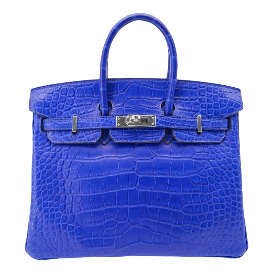 Hermes25cm Birkin Bleu Electrique Matte Alligator Palladium Hardware | Studio Nafay