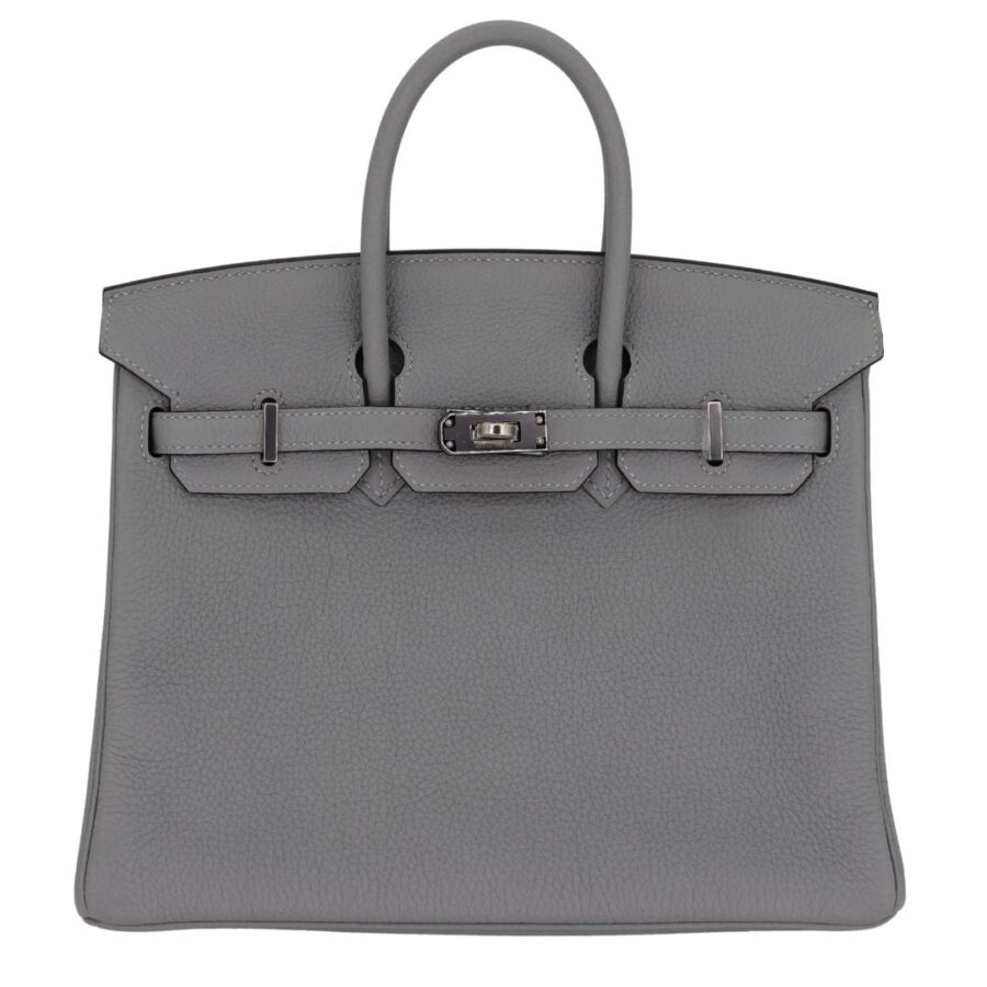 Hermes25cm Birkin Bleu Lin Togo Leather Palladium Hardware | Studio Nafay