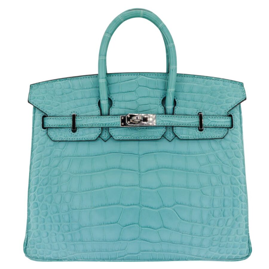 Hermes25cm Birkin Bleu Saint Cyr Matte Alligator Palladium Hardware | Studio Nafay