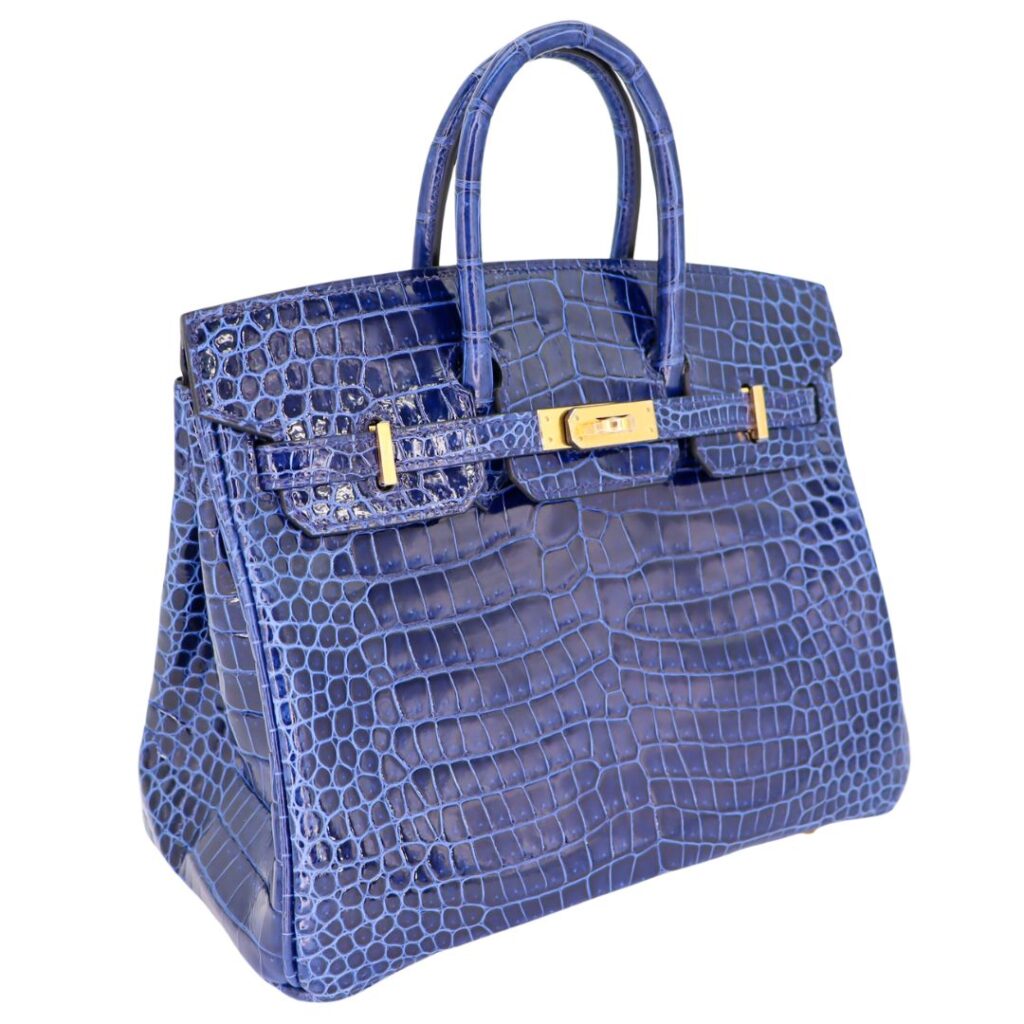 Hermes25cm Birkin Bleu Saphir Shiny Porosus Crocodile Gold Hardware - Product Image 2