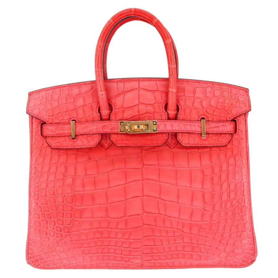 Hermes25cm Birkin Bougainvillea Matte Alligator Gold Hardware | Studio Nafay