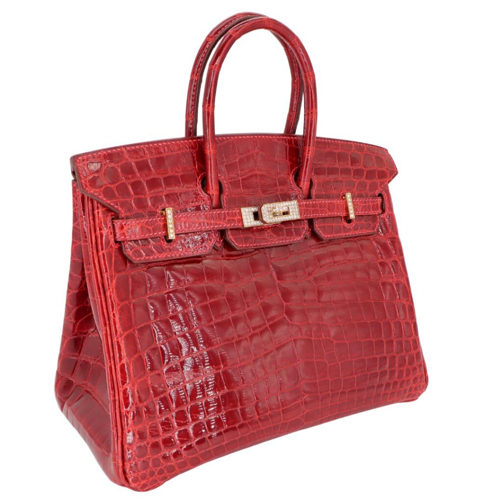 Hermes25cm Birkin Braise Shiny Niloticus Crocodile Yellow Gold Diamond Hardware - Product Image 2
