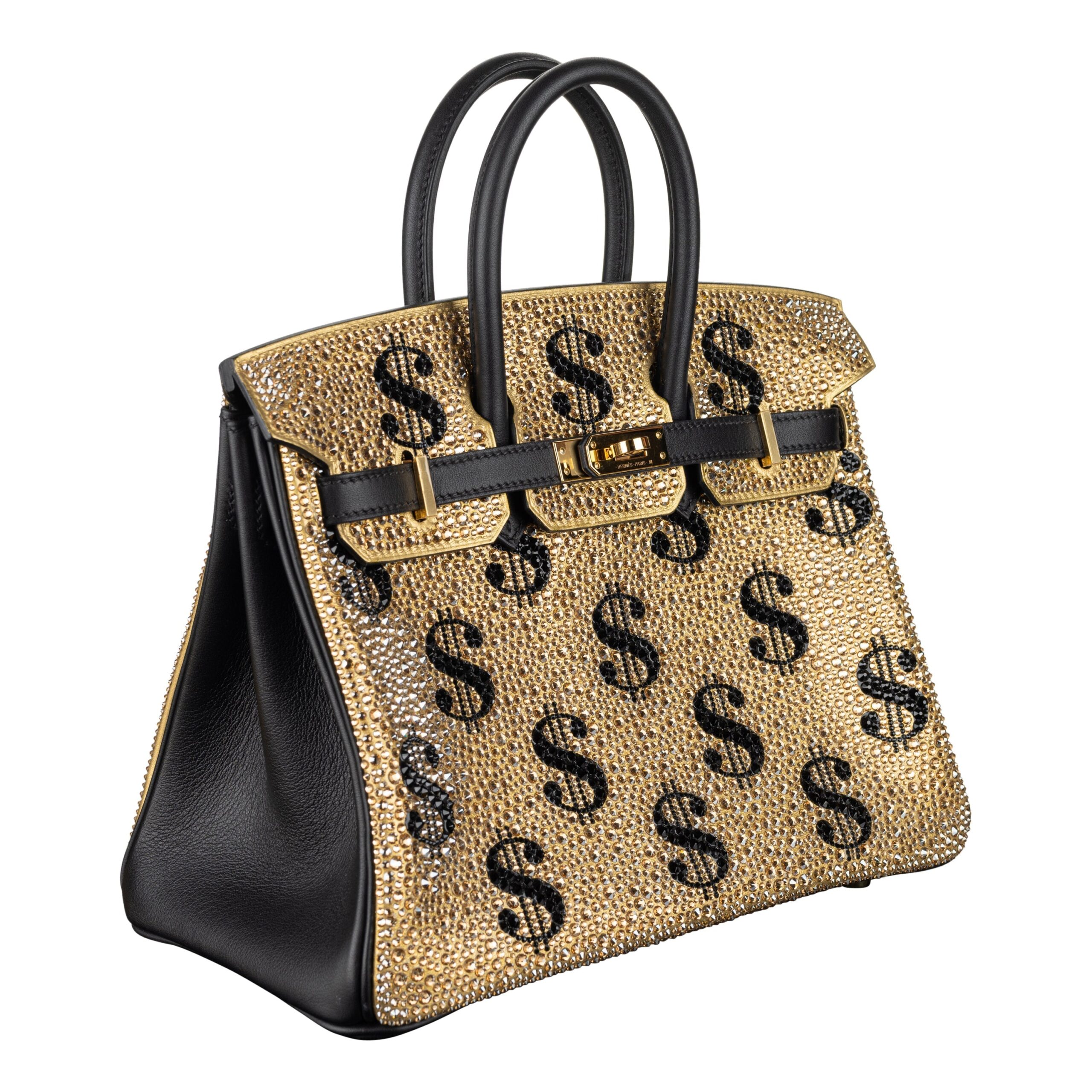 Hermes25cm Birkin Customized Gold Moneybags Swarovski Crystal Gold Hardware