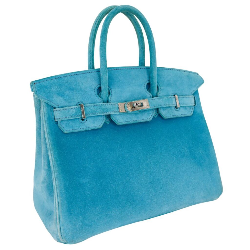 Hermes25cm Birkin Doblis Bleu Suede Palladium Hardware - Product Image 2
