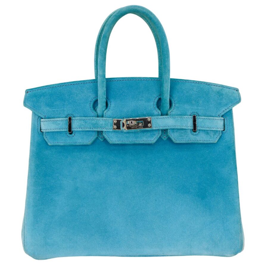 Hermes25cm Birkin Doblis Bleu Suede Palladium Hardware | Studio Nafay