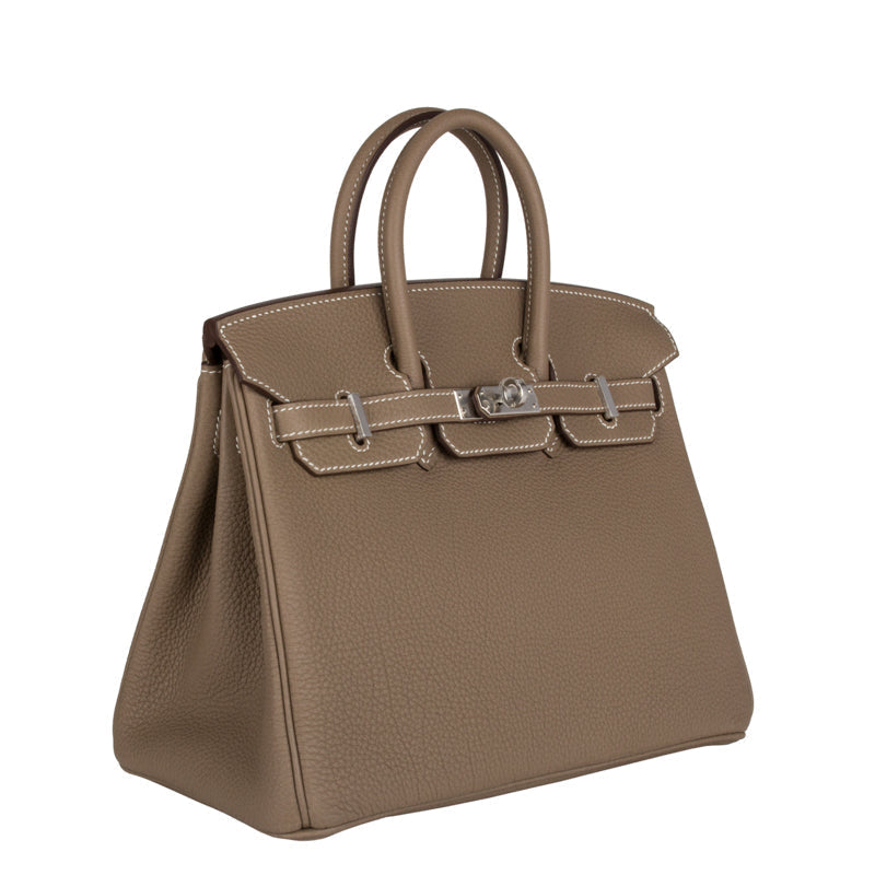 Hermes25cm Birkin Etoupe Togo Leather Palladium Hardware