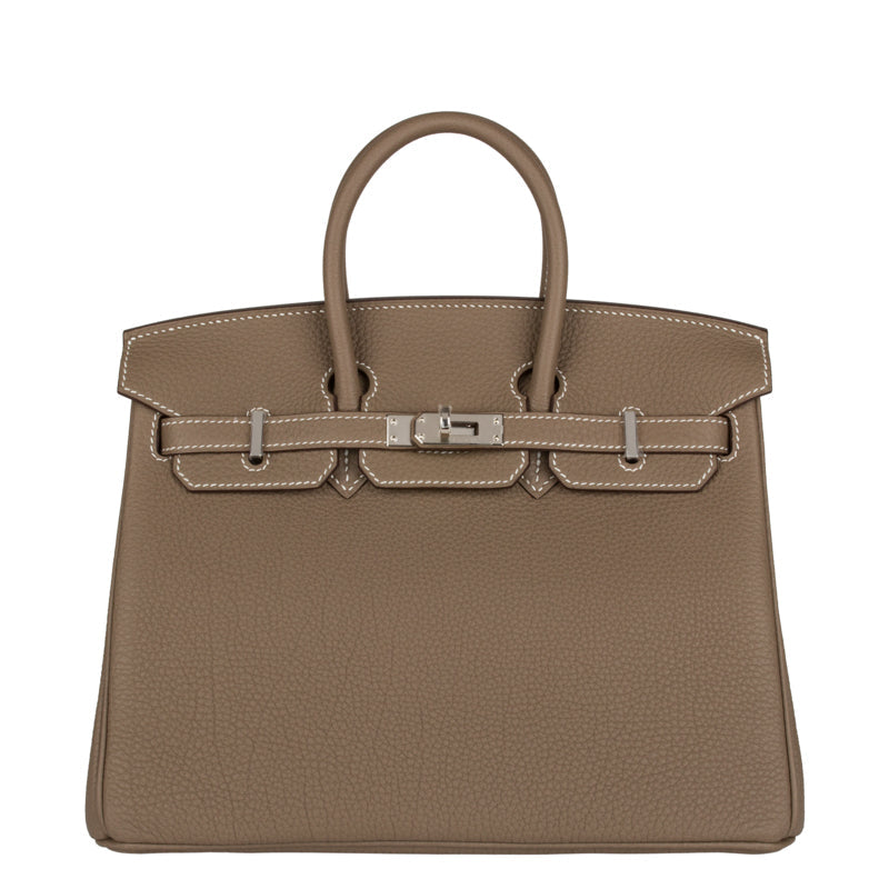 Hermes25cm Birkin Etoupe Togo Leather Palladium Hardware | Studio Nafay