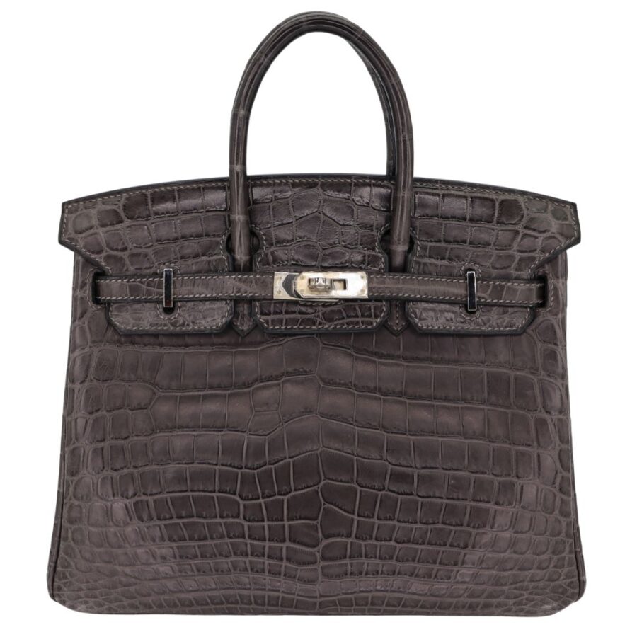 Hermes25cm Birkin Graphite Matte Niloticus Crocodile Palladium Hardware | Studio Nafay