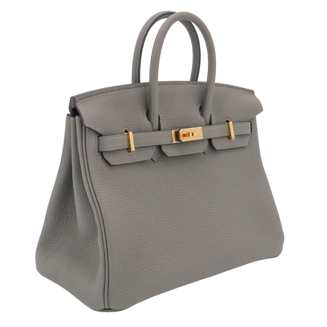 Hermes25cm Birkin Gris Meyer Togo Leather Gold Hardware