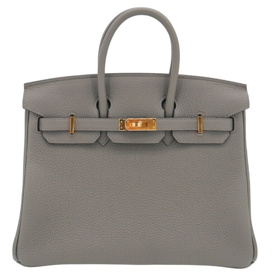 Hermes25cm Birkin Gris Meyer Togo Leather Gold Hardware | Studio Nafay