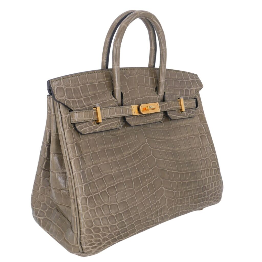 Hermes25cm Birkin Gris Tourterelle Shiny Niloticus Crocodile Gold Hardware - Product Image 2