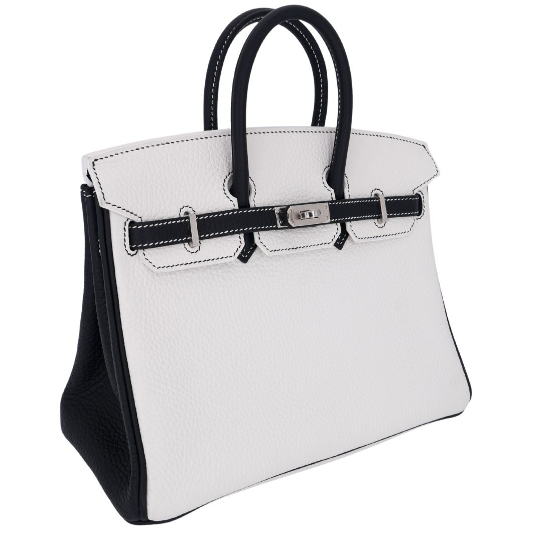 Hermes25cm Birkin HSS Panda Black/ White Clemence Leather Palladium Hardware