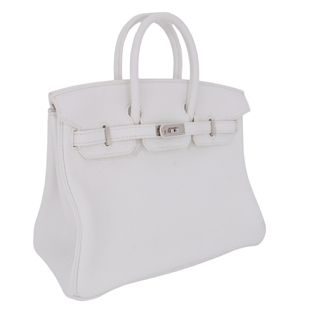 Hermes25cm Birkin HSS White Clemence Leather Palladium Hardware