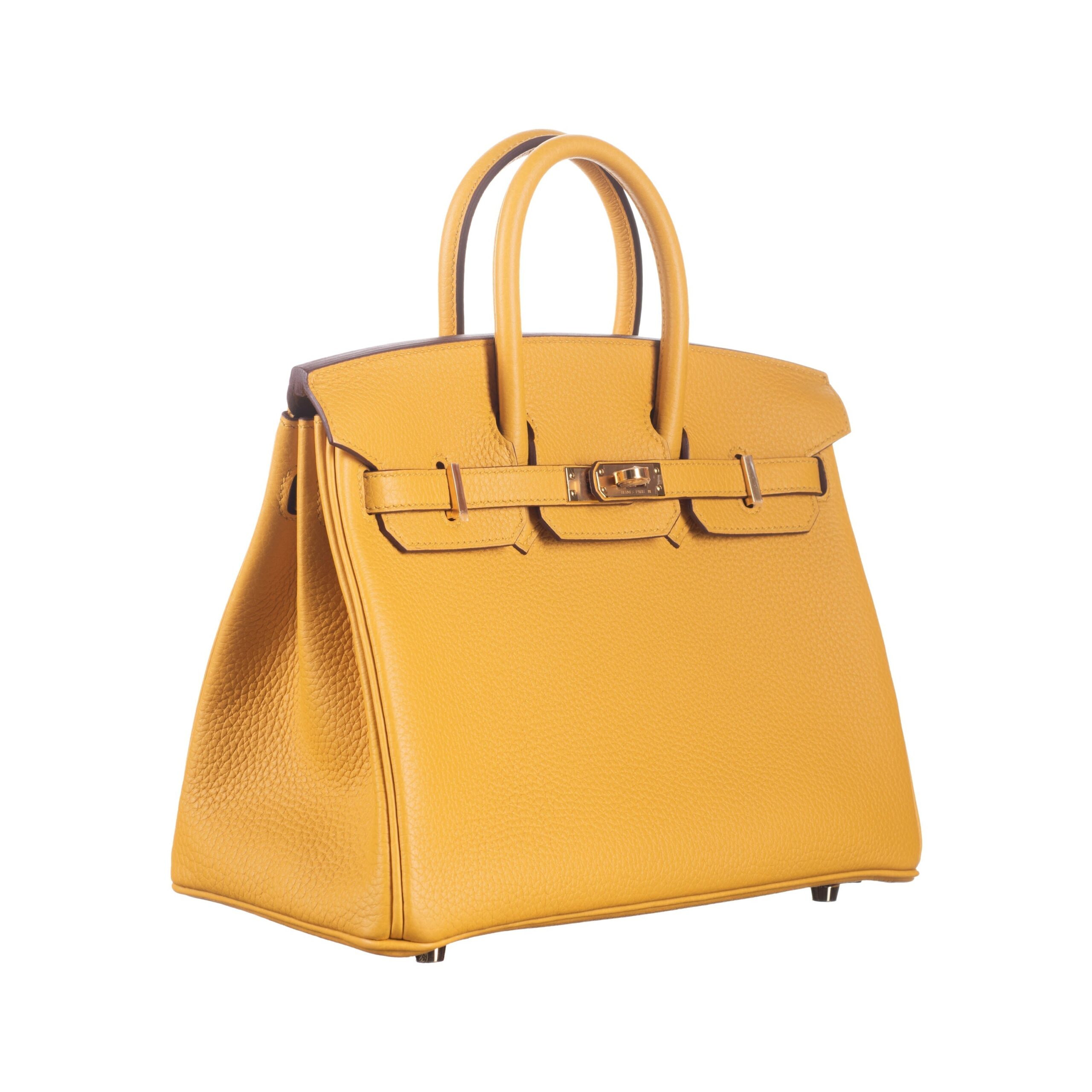 Hermes25cm Birkin Jaune Ambre Togo Leather Gold Hardware