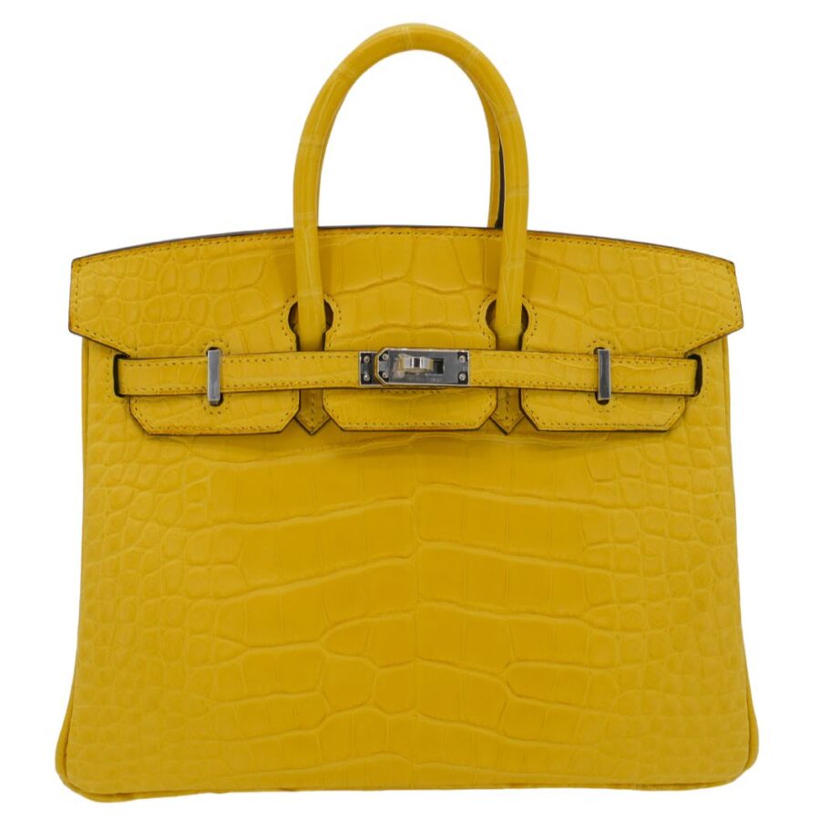 Hermes25cm Birkin Mimosa Matte Alligator Palladium Hardware | Studio Nafay