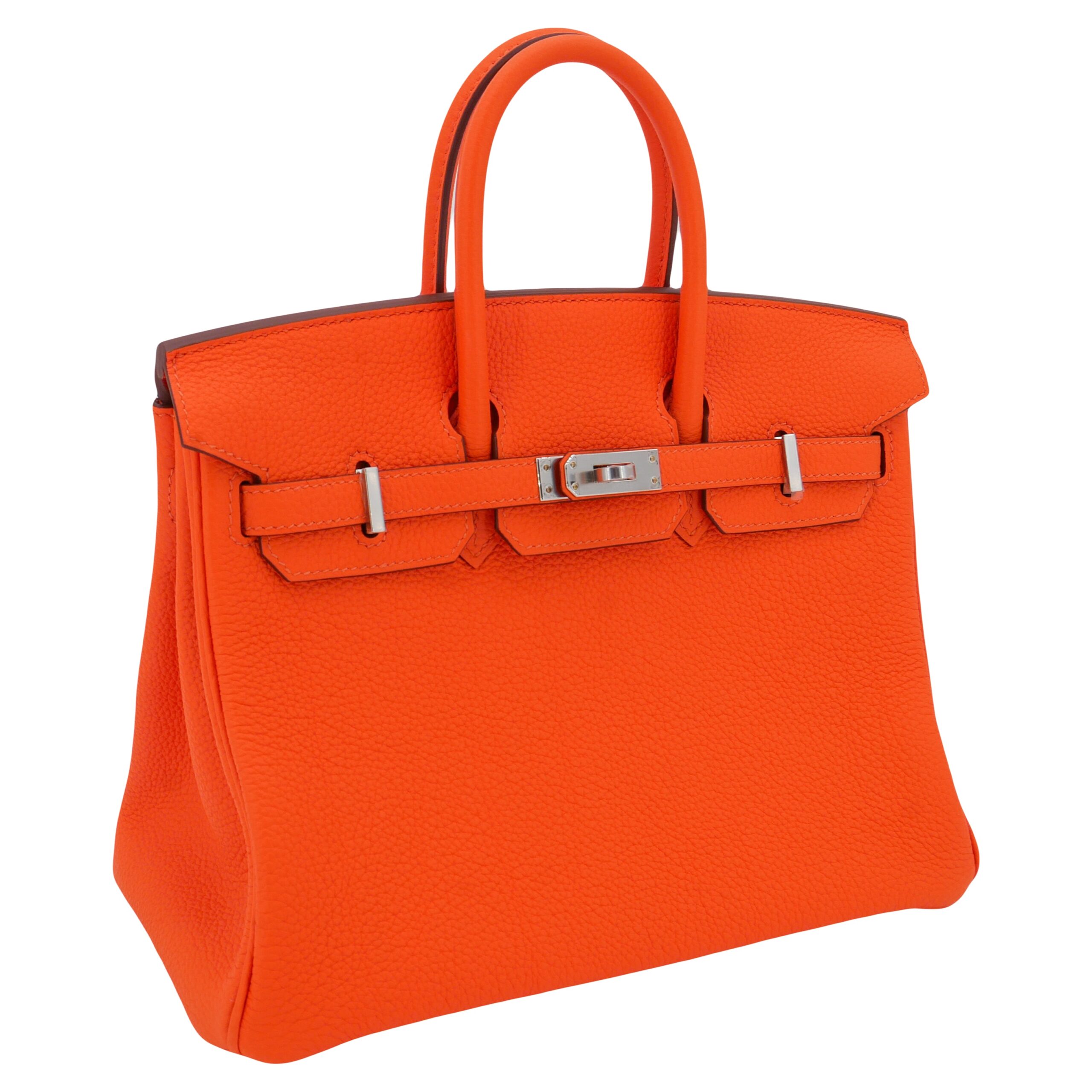 Hermes25cm Birkin Orange Minium Togo Leather Palladium Hardware