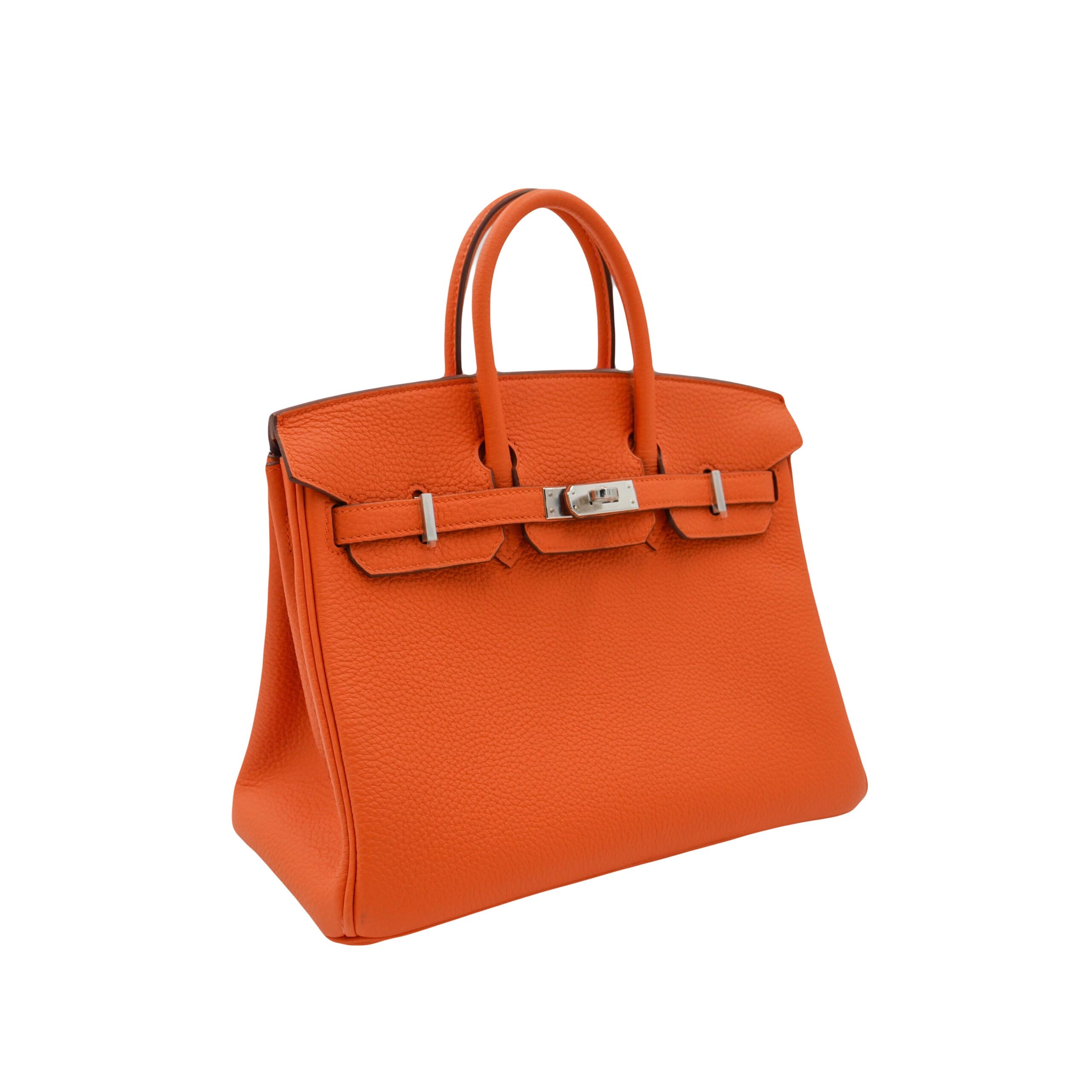 Hermes25cm Birkin Orange Togo Leather Palladium Hardware