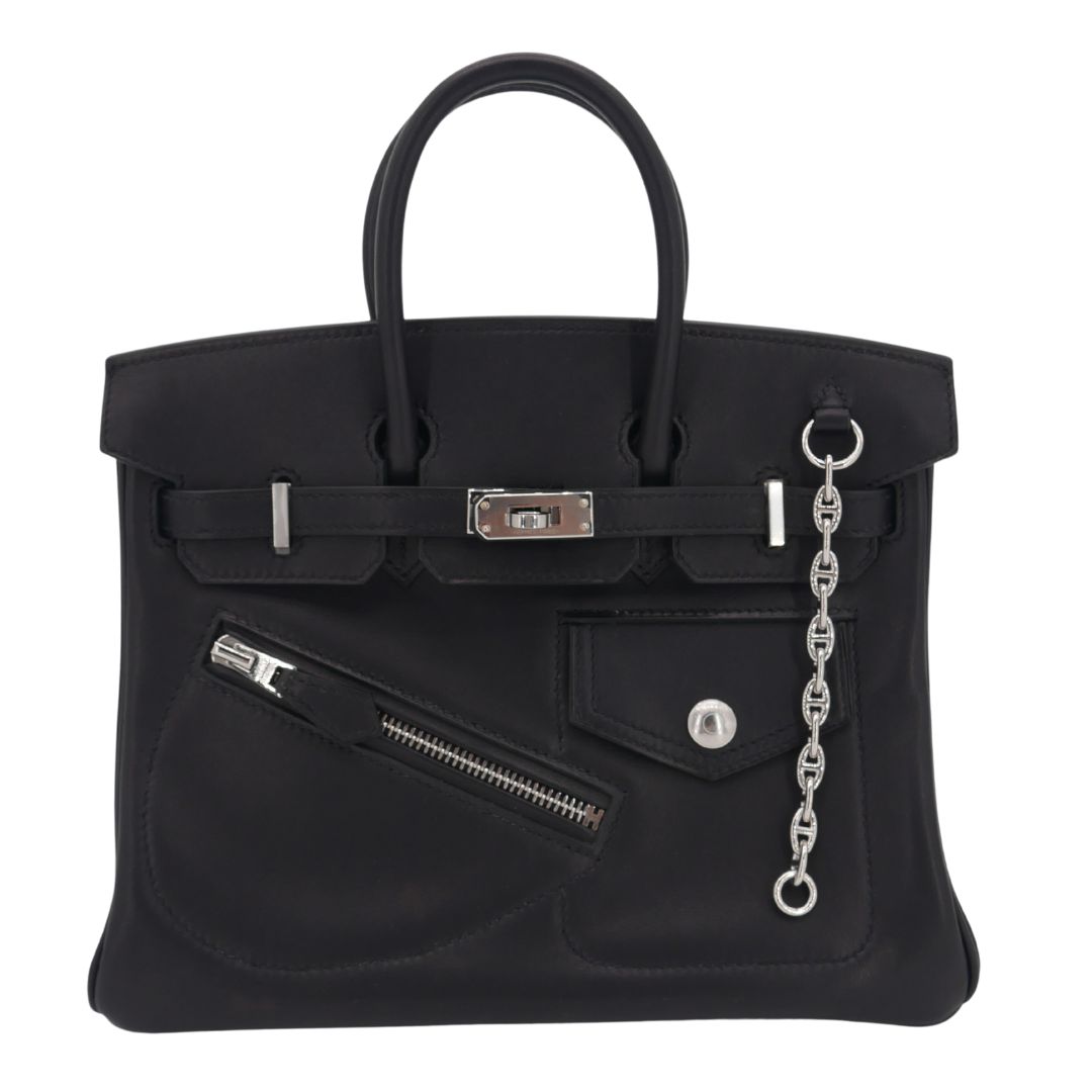 Hermes25cm Birkin Rock Black Volupto Leather Palladium Hardware
