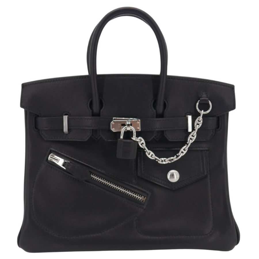 Hermes25cm Birkin Rock Black Volupto Leather Palladium Hardware | Studio Nafay