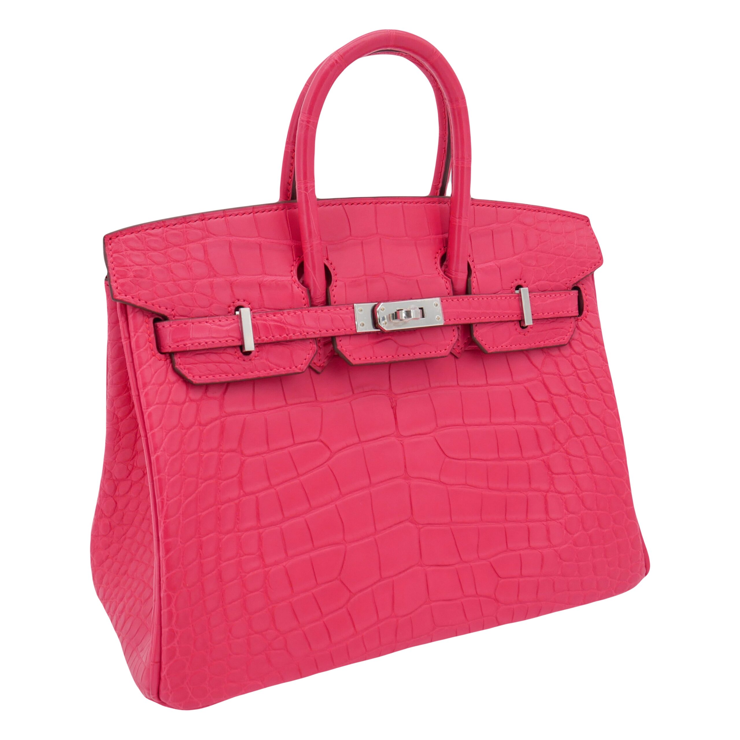 Hermes25cm Birkin Rose Extreme Matte Alligator Palladium Hardware
