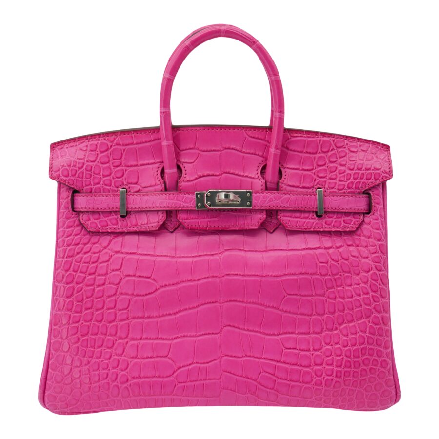 Hermes25cm Birkin Rose Shocking Matte Alligator Palladium Hardware | Studio Nafay