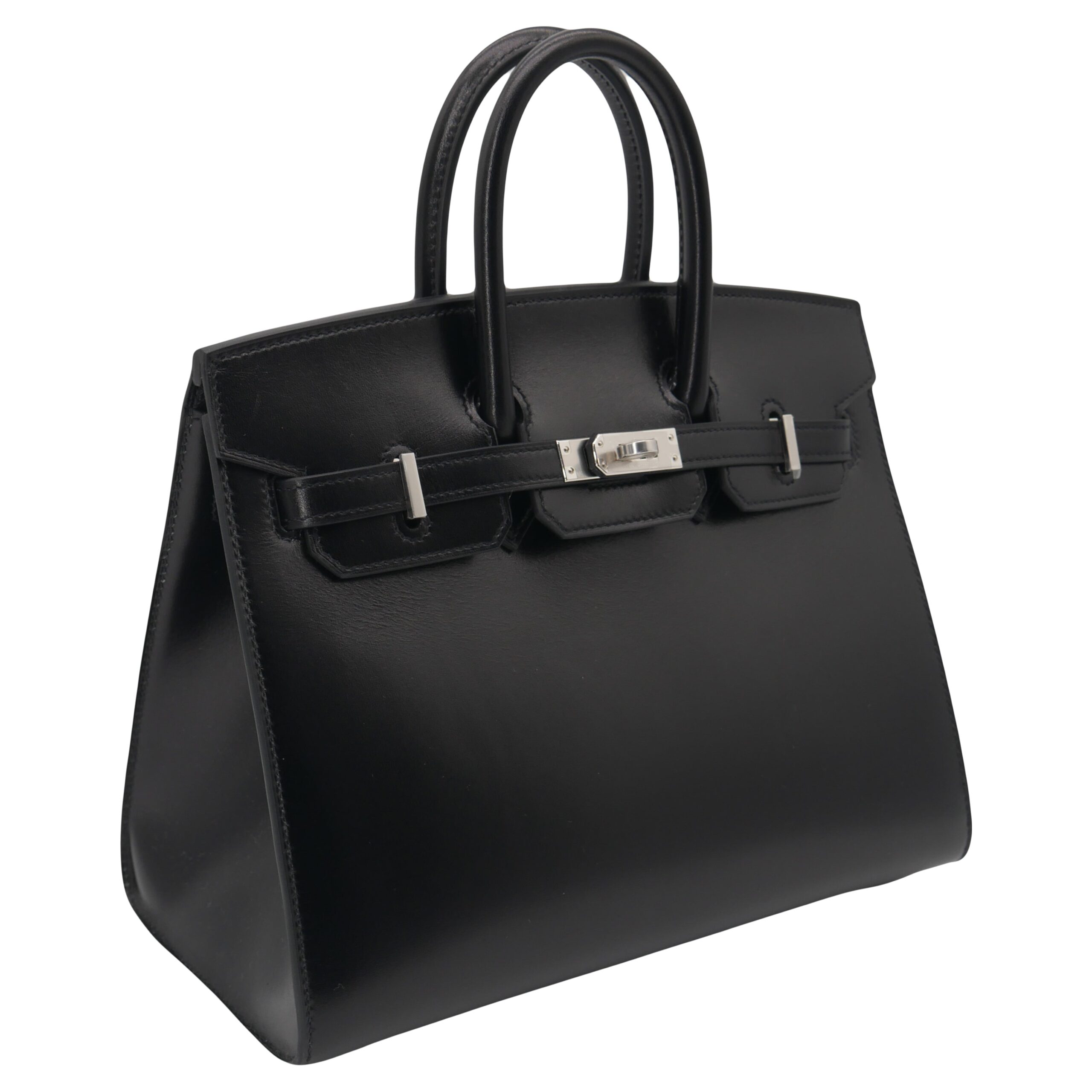 Hermes25cm Birkin Sellier Black Box Calf Leather Palladium Hardware