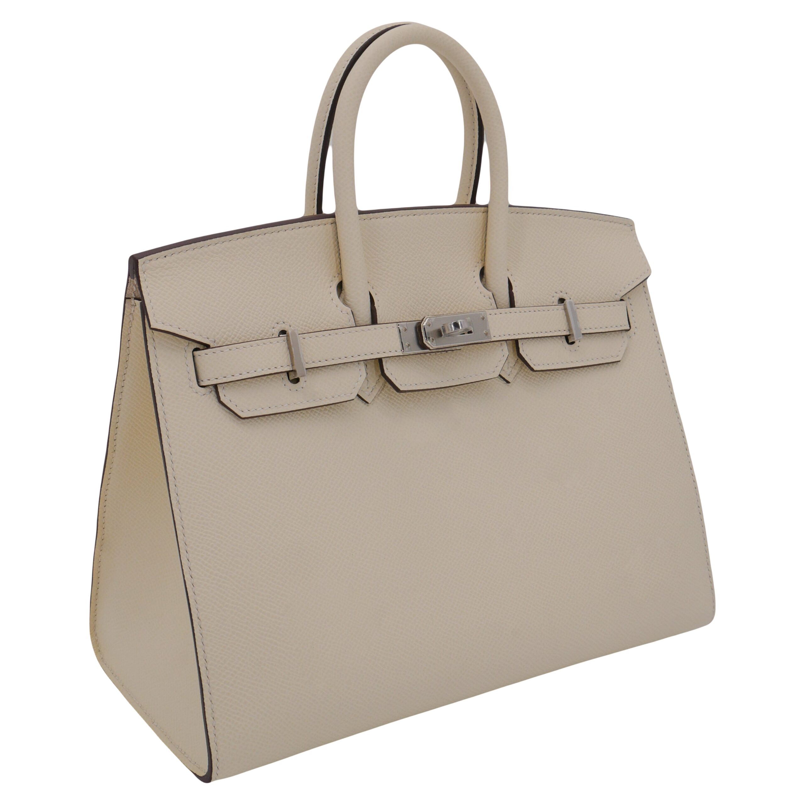 Hermes25cm Birkin Sellier Nata Epsom Leather Palladium Hardware