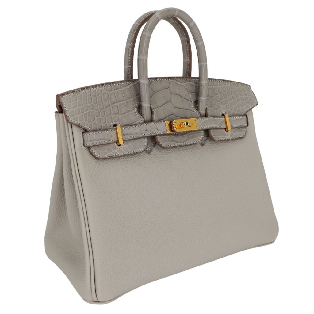Hermes25cm Birkin Touch Gris Perle Matte Alligator/ Togo Leather Gold Hardware - Product Image 2