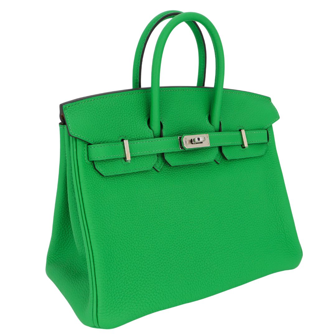 Hermes25cm Birkin Verso Bambou Togo Leather Palladium Hardware