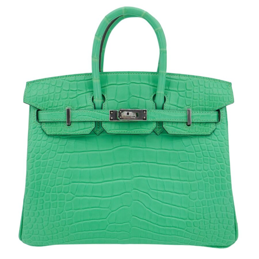 Hermes25cm Birkin Vert Comics Matte Alligator Palladium Hardware | Studio Nafay