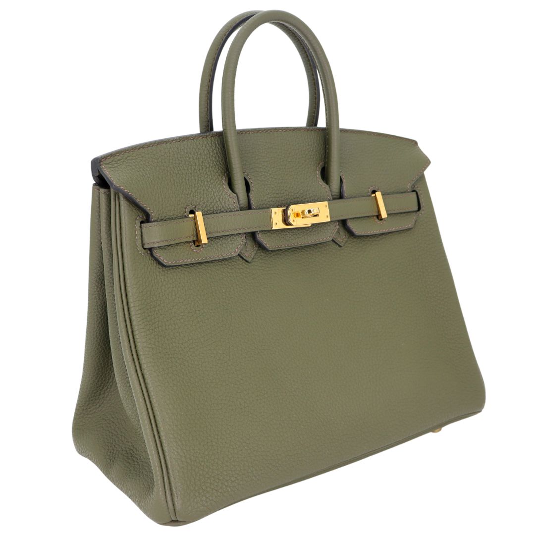 Hermes25cm Birkin Vert Olive Togo Leather Gold Hardware