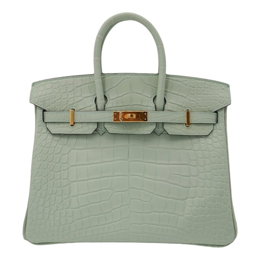 Hermes25cm Birkin Vert d'Eau Matte Alligator Gold Hardware | Studio Nafay
