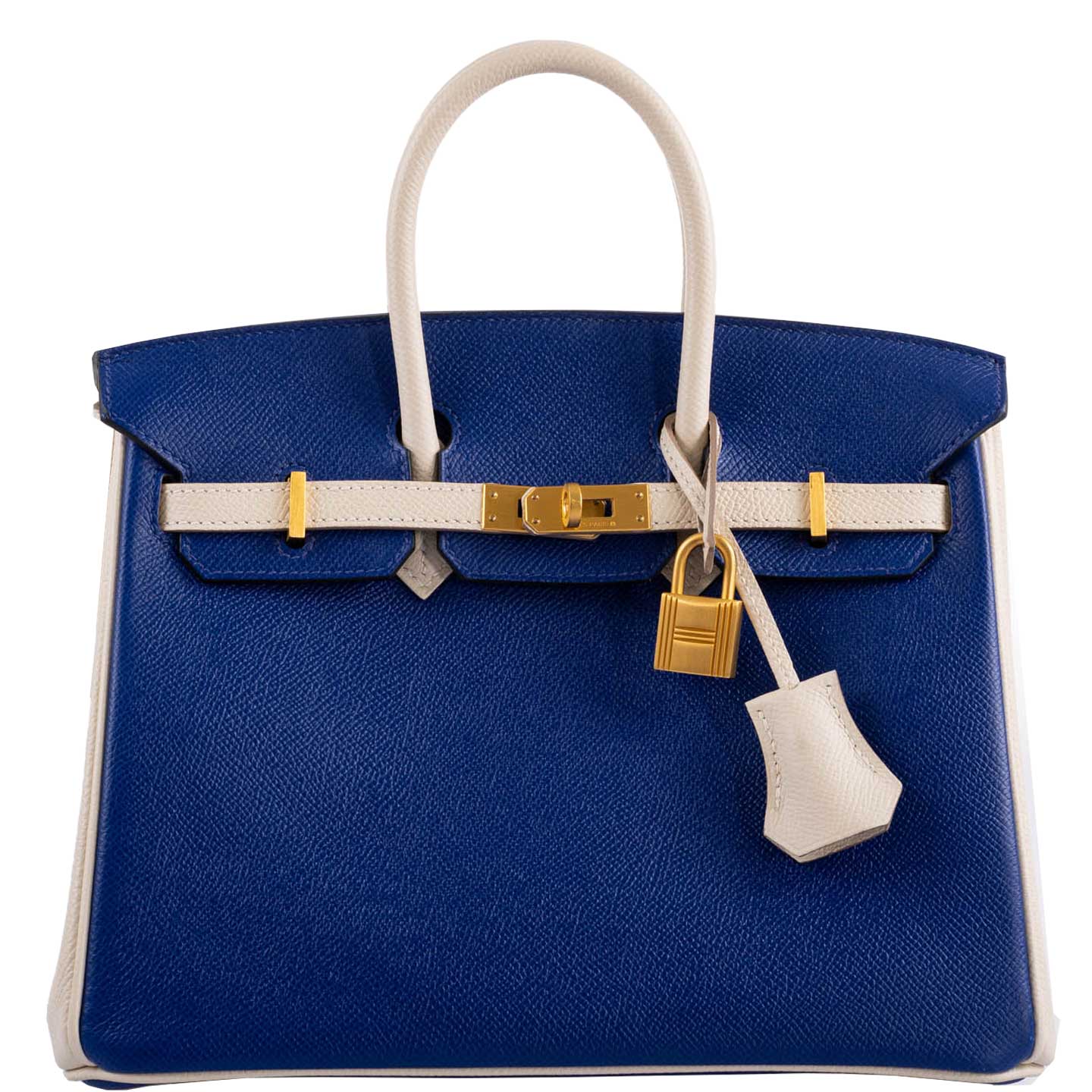 Hermes Birkin 25 HSS Bi-Color Blue Electrique & Craie Epsom Brushed Gold Hardware -, X