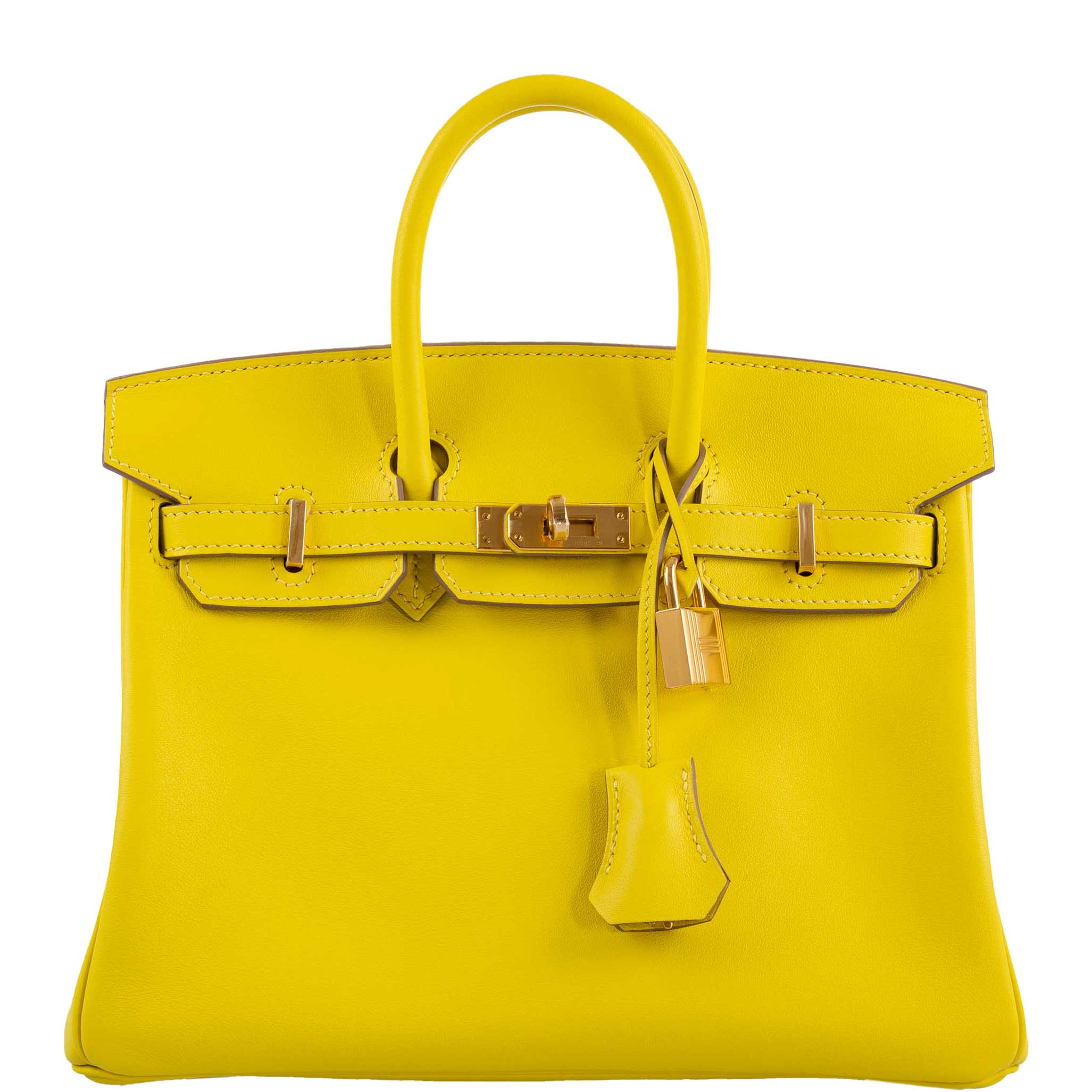 Hermes Birkin 25 Lime Swift Leather Gold Hardware -, D