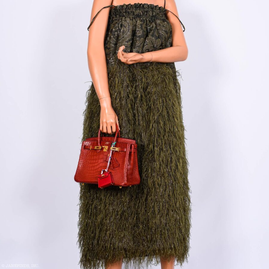 Hermes Birkin 25 Rouge H Verso Orange Alligator Gold Hardware | Studio Nafay