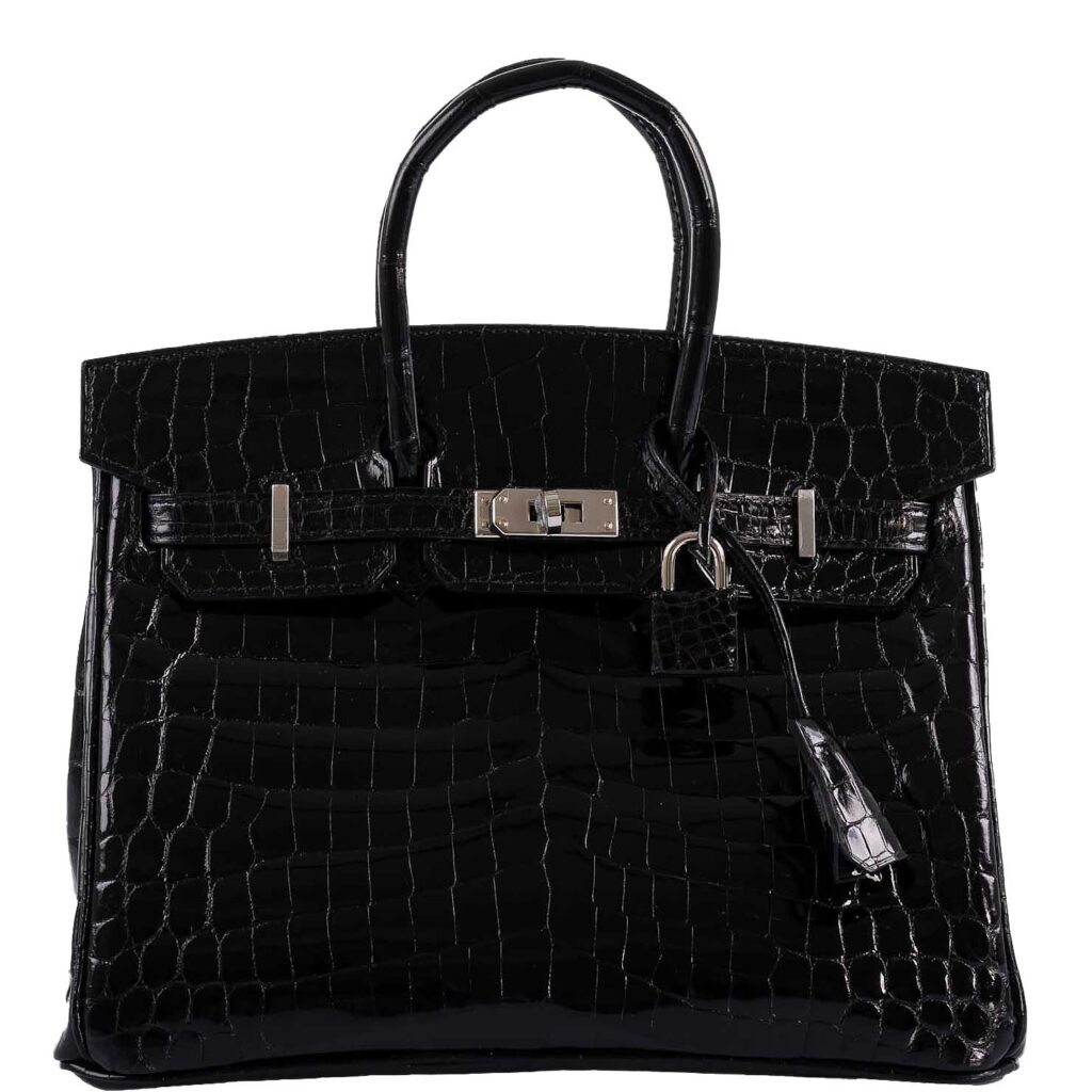 Hermes Birkin 25 Shiny Black Niloticus Crocodile with Palladium Hardware -, D - Product Image 2