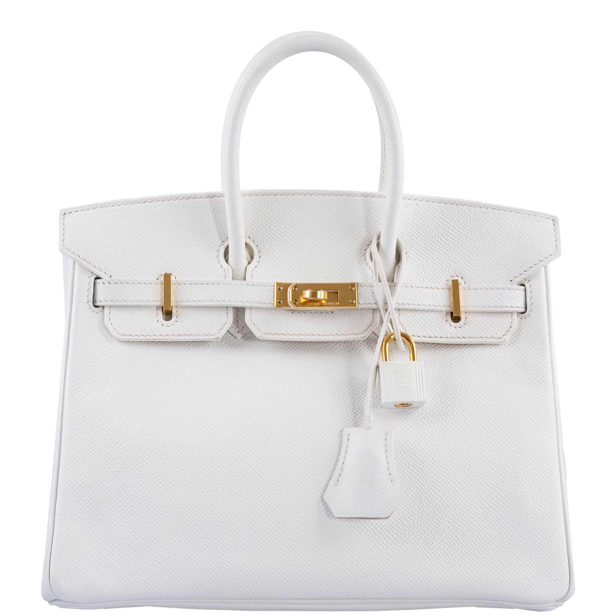 Hermes Birkin 25 White Epsom with Gold Hardware -, L Square