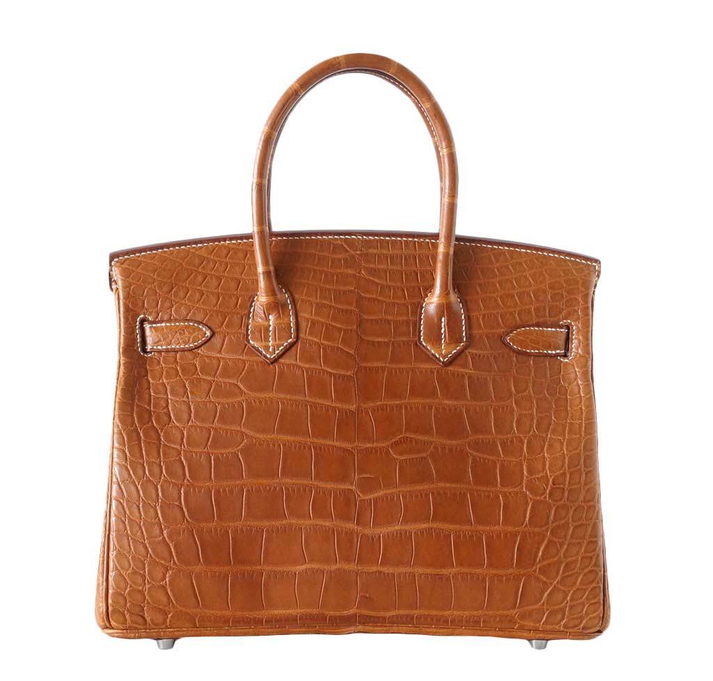 HermesBirkin 30 Alligator Fauve Barenia Bag