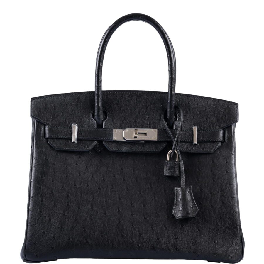 HermesBirkin 30 Black Ostrich with Palladium Hardware | Studio Nafay