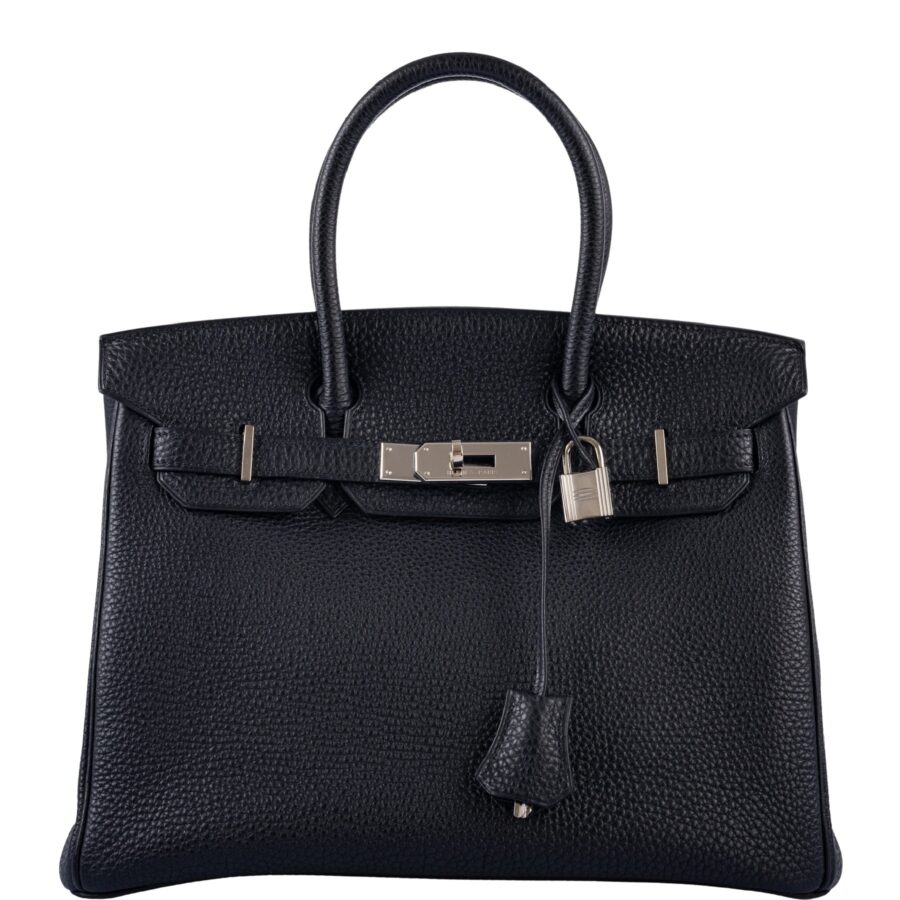 HermesBirkin 30 Black Togo and Orange H Palladium Hardware | Studio Nafay