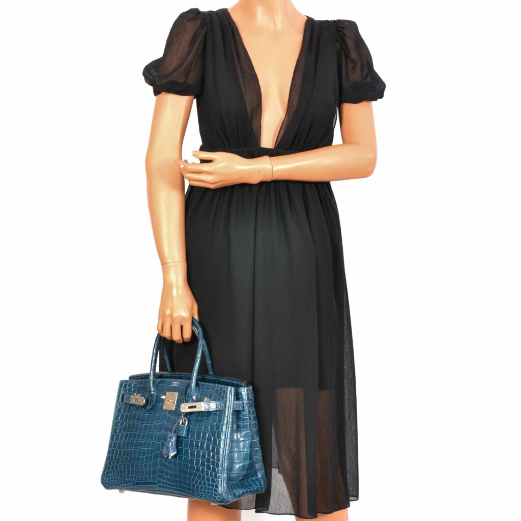 HermesBirkin 30 Bleu Colvert Niloticus Crocodile Palladium Hardware - Product Image 2