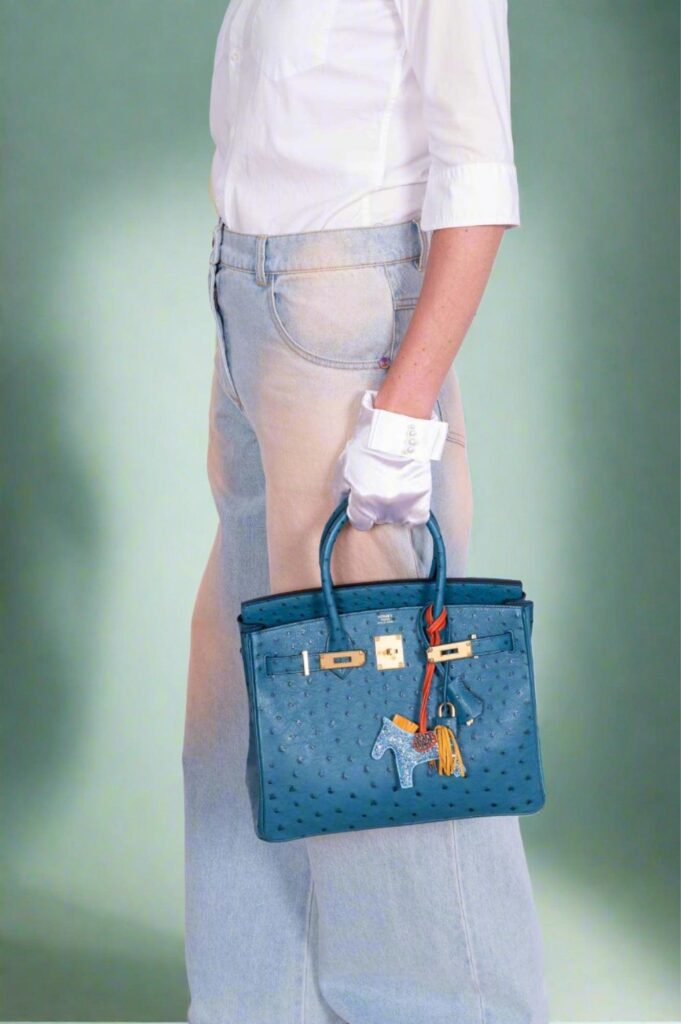 HermesBirkin 30 Blue Colvert Ostrich Gold Hardware - Product Image 2