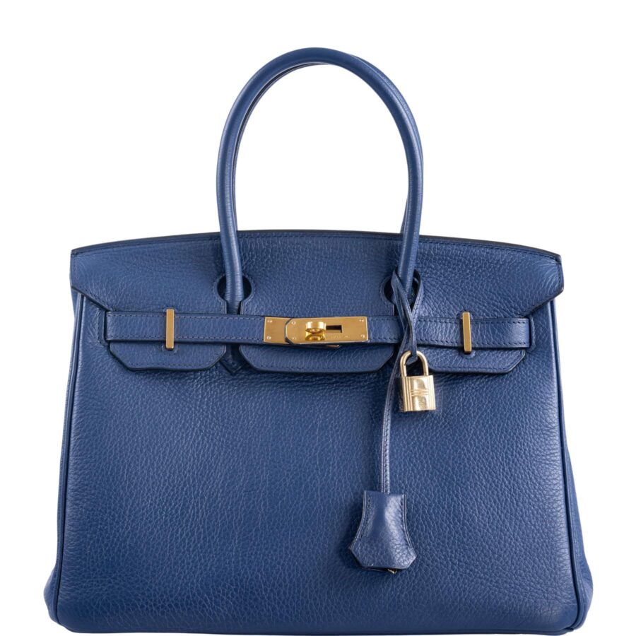 HermesBirkin 30 Blue De Galice Clemence with Gold Hardware | Studio Nafay