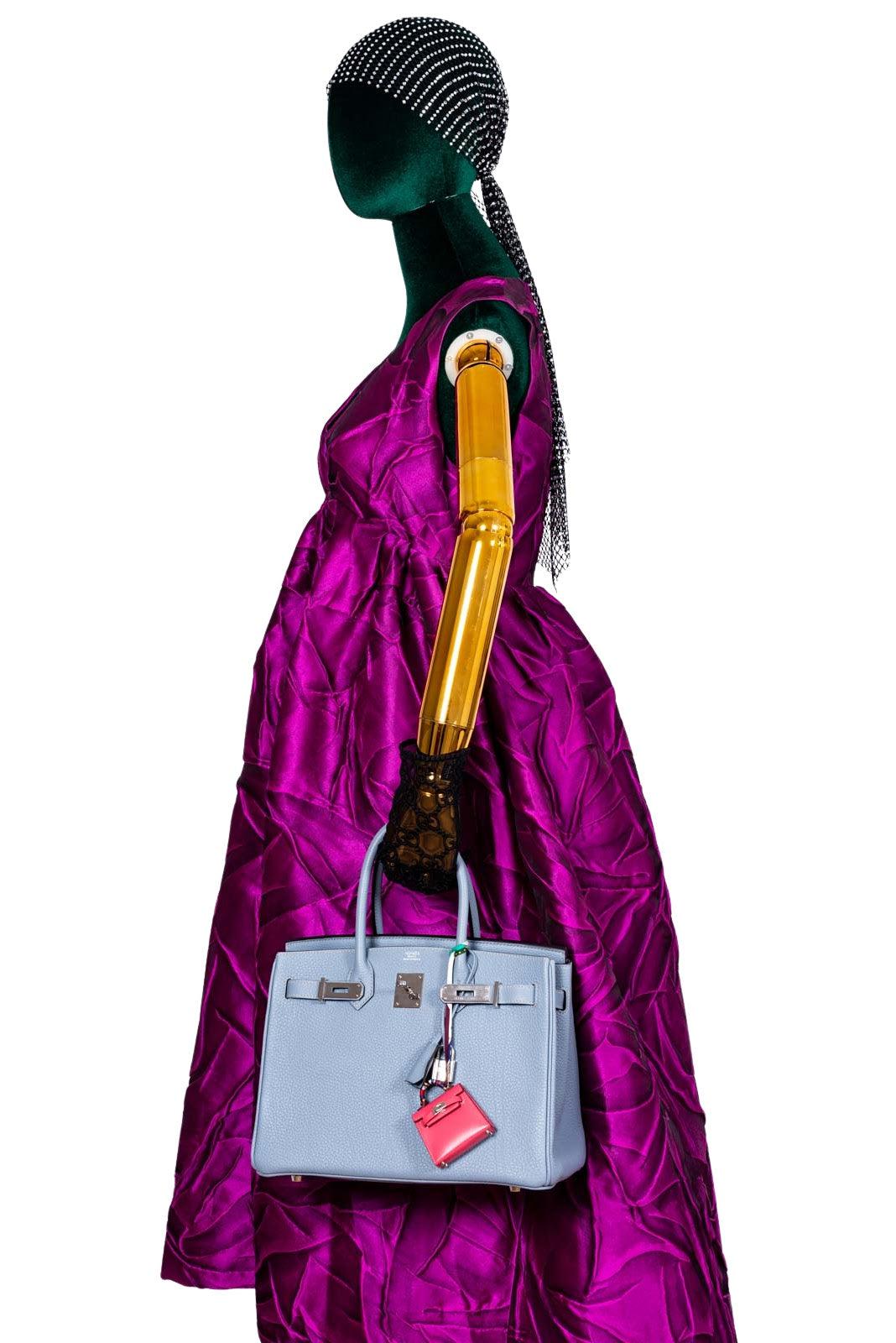 HermesBirkin 30 Blue Saint Cyr Clemence Palladium Hardware