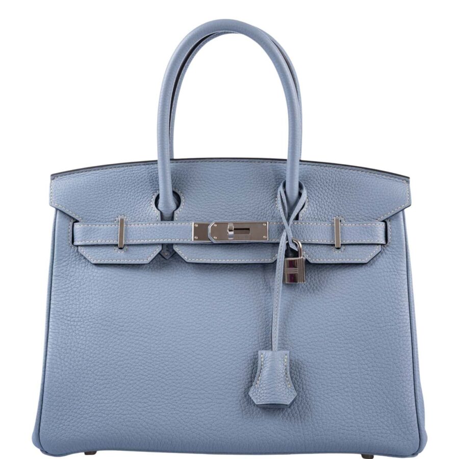 HermesBirkin 30 Blue Saint Cyr Clemence Palladium Hardware | Studio Nafay
