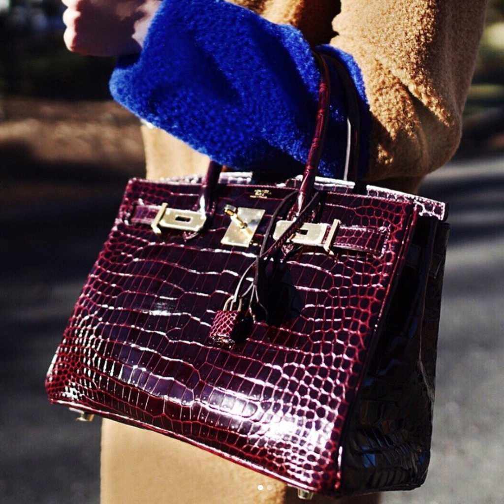 HermesBirkin 30 Bordeaux Porosus Crocodile Gold Hardware