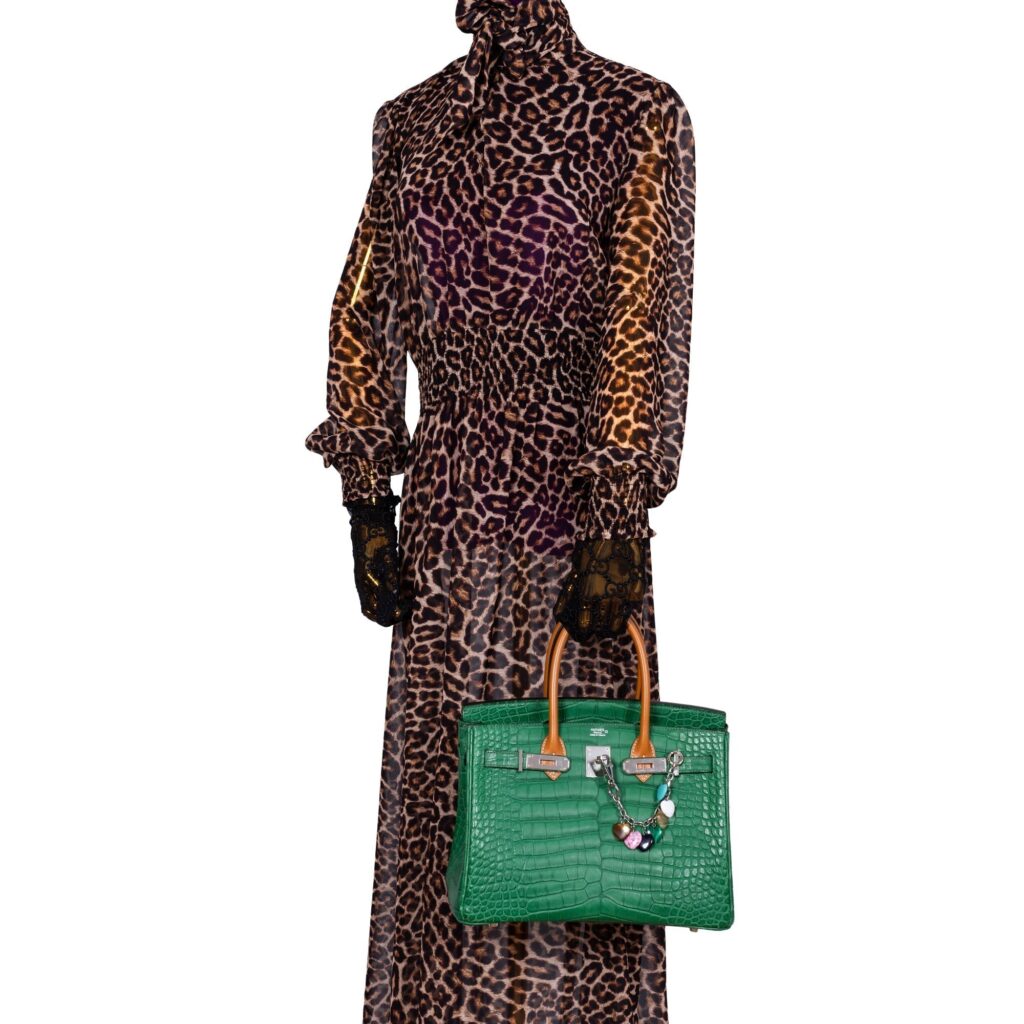 HermesBirkin 30 Cactus Matte Alligator with Natural-Sable Matte Veau Butler and Palladium Hardware - Product Image 2