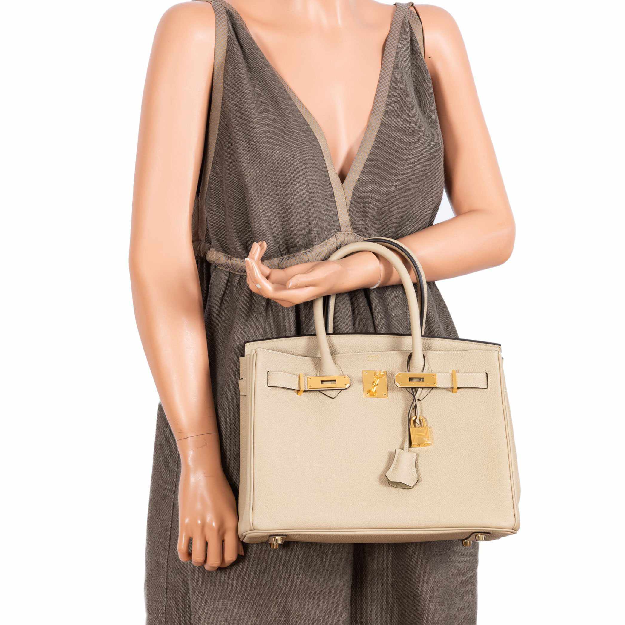 HermesBirkin 30 Craie Togo Rose Gold Hardware